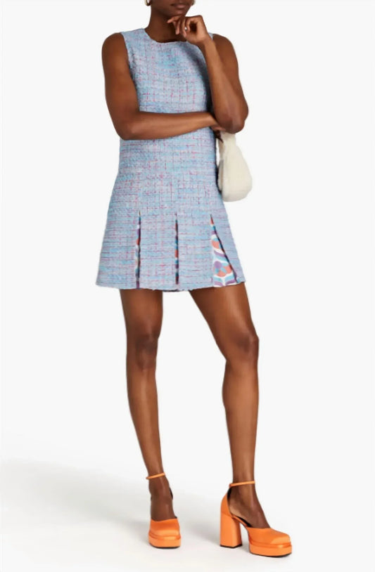 Boutique Moschino - Satin-Trimmed Pleated Boucle-Tweed Mini Dress - Rack Hunt
