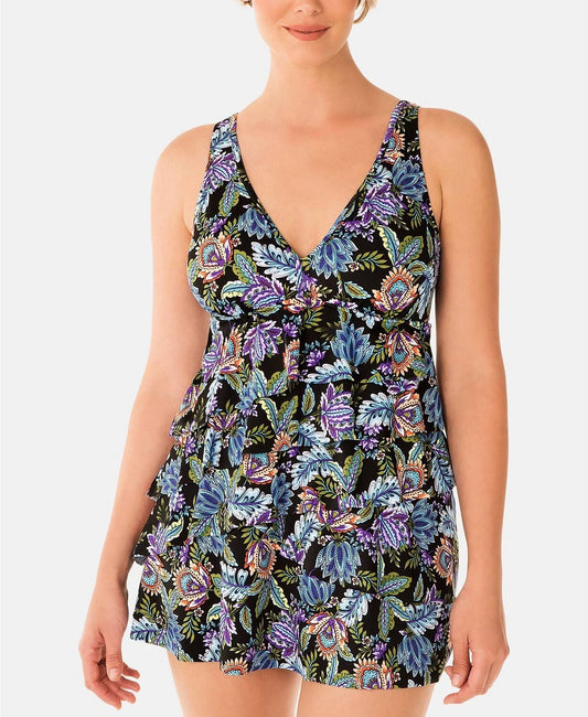 Boho Play V neck Ruffle Swim Dress