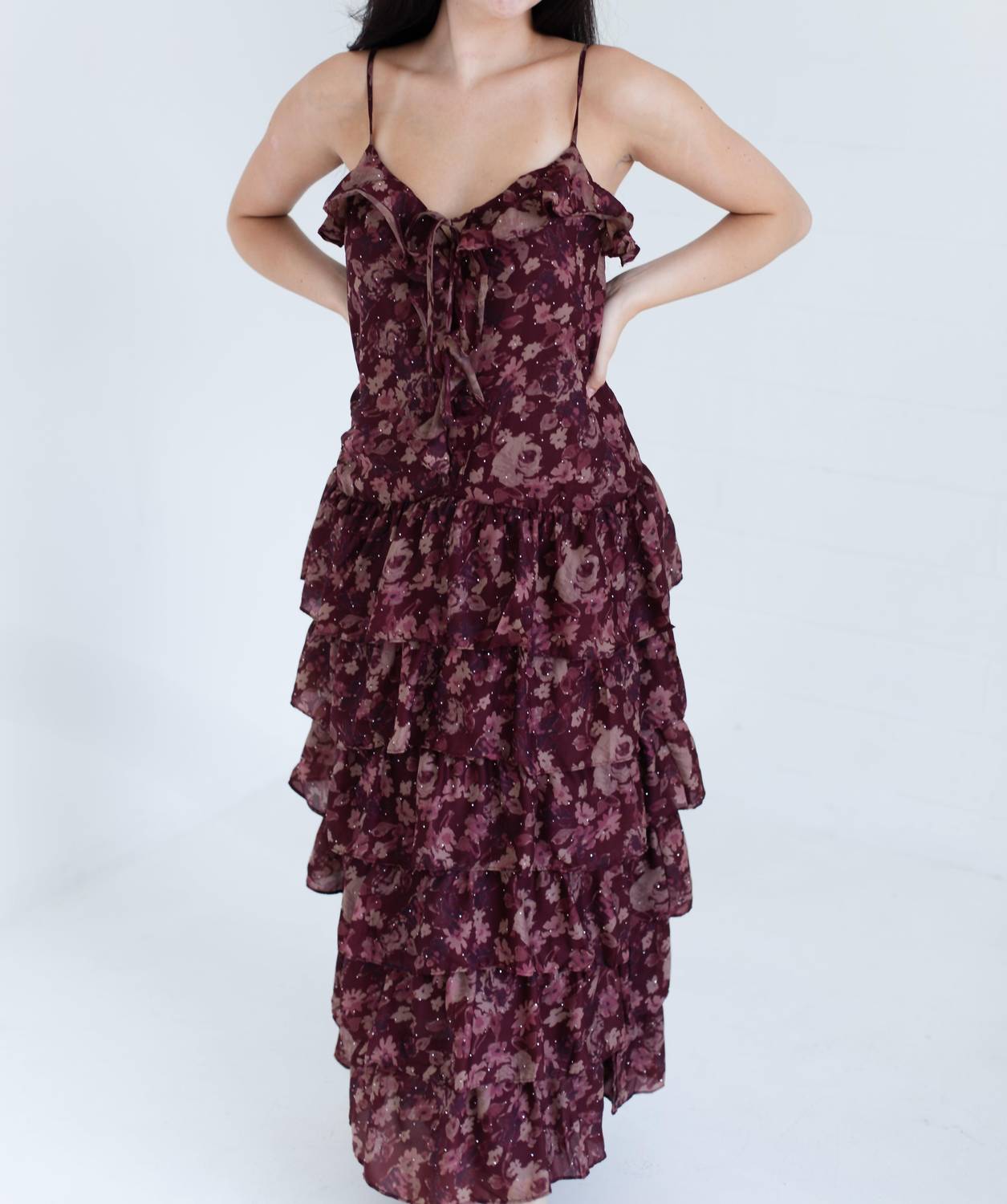 Women's Floral Print Ruffle Tiered Maxi Dress