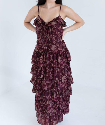 Women's Floral Print Ruffle Tiered Maxi Dress