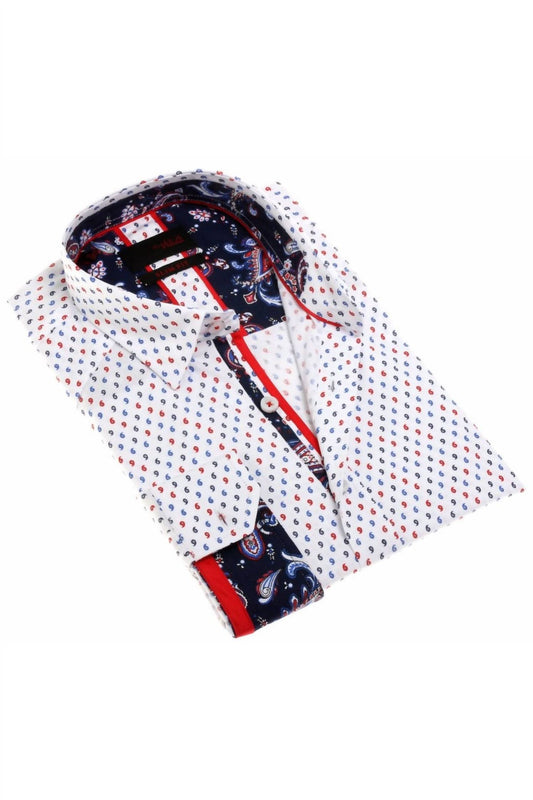 Button Down Shirt With Paisley Trim