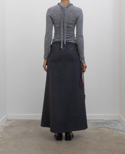 Herringbone Tailored Maxi Skirt