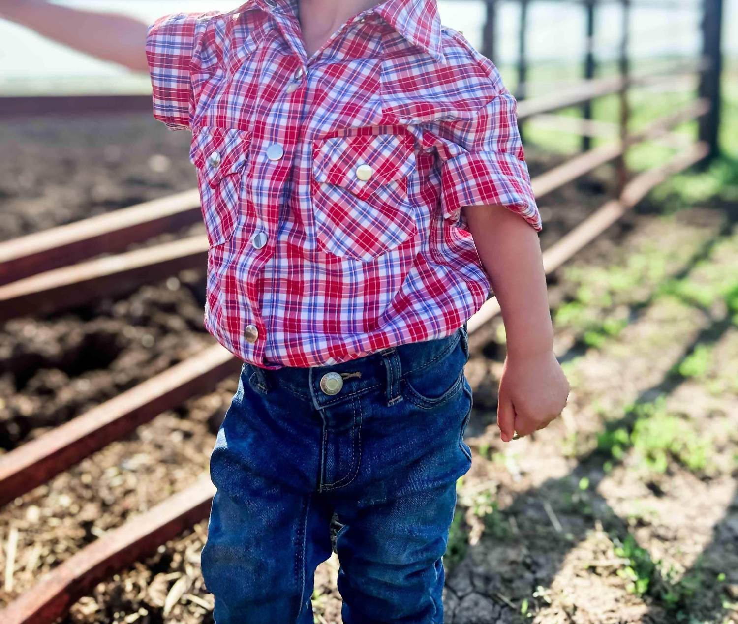 American Farm Company - Boys Youth Plaid Pattern Metal Snap Shirt - Rack Hunt -