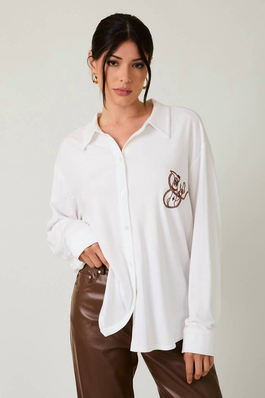 Cowgirl Embroidered Button Down Shirt
