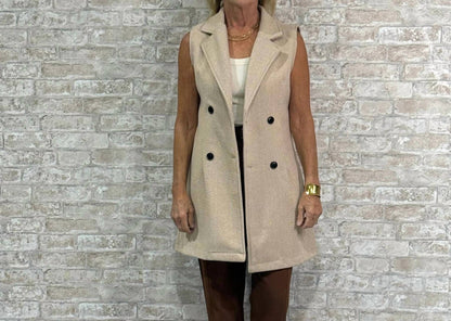 The Quiet Power Herringbone Longline Vest