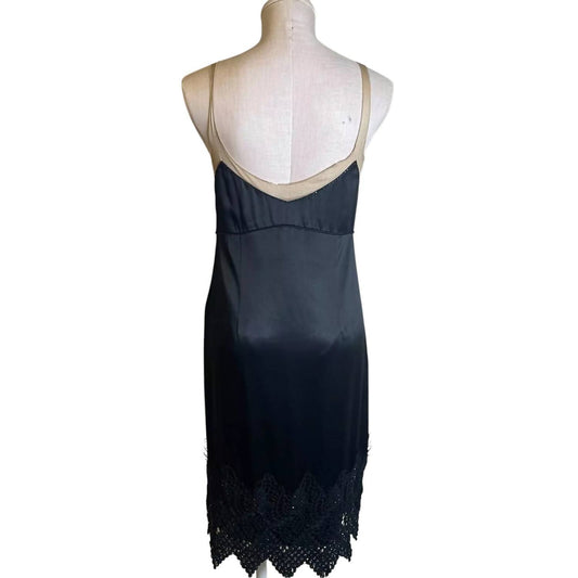 Women's Satin Lace Trim Slip Dress