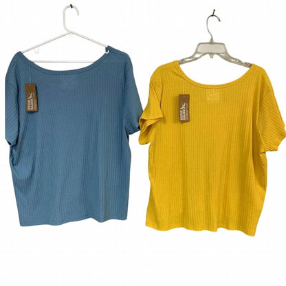 Women's Seaside Rib Scoop Neck Tee Two-piece Shirt - Plus