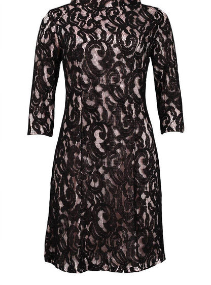 Lace Mock Neck A-line Dress