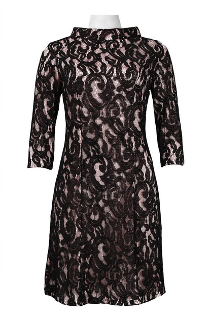 Lace Mock Neck A-line Dress