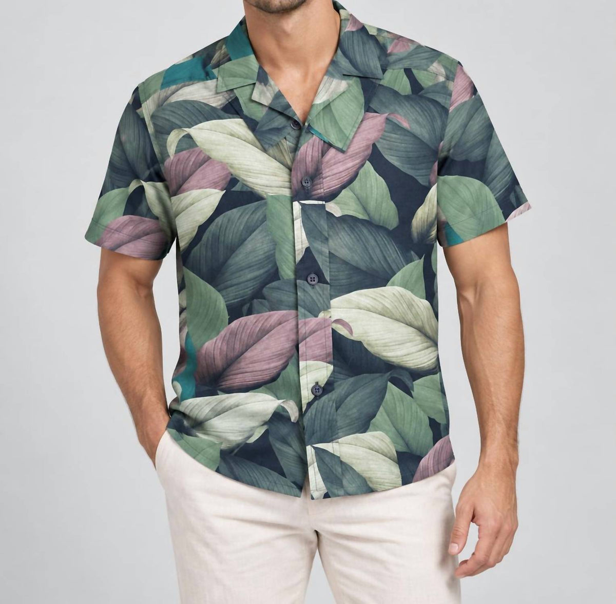 Short-sleeve Botanical Print Shirt