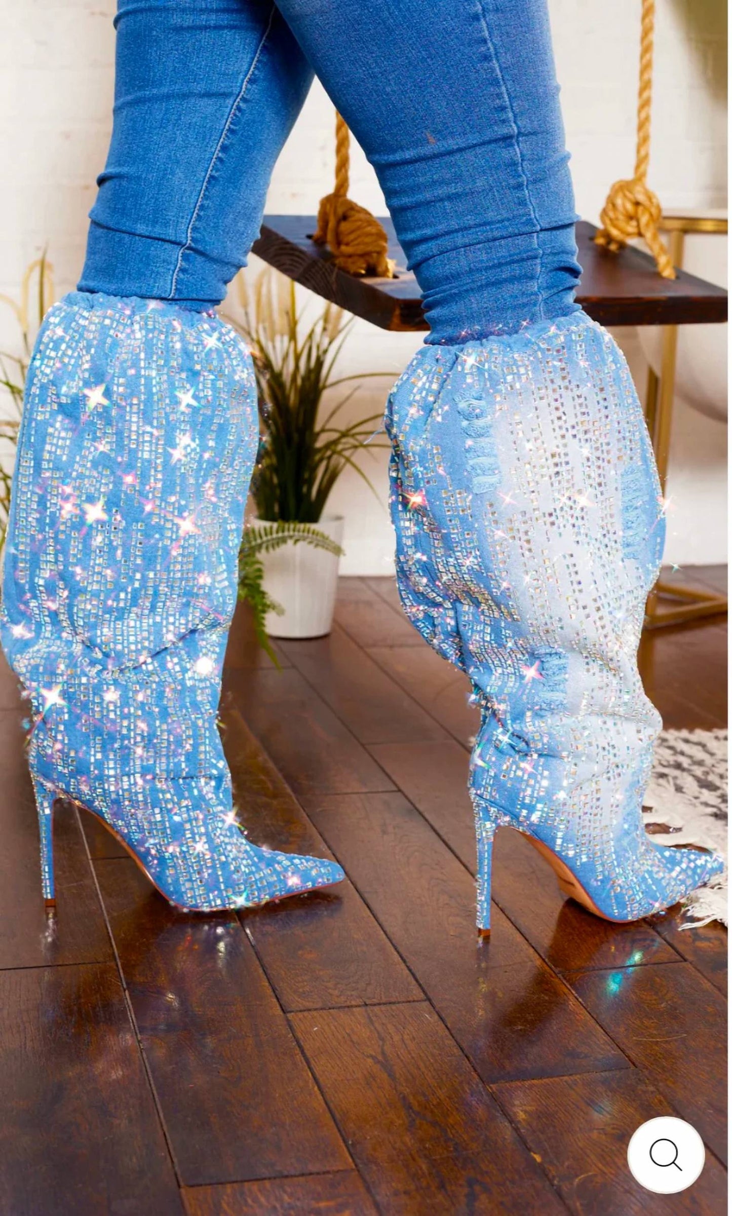 Women's Abstract Bling Point Toe Boots