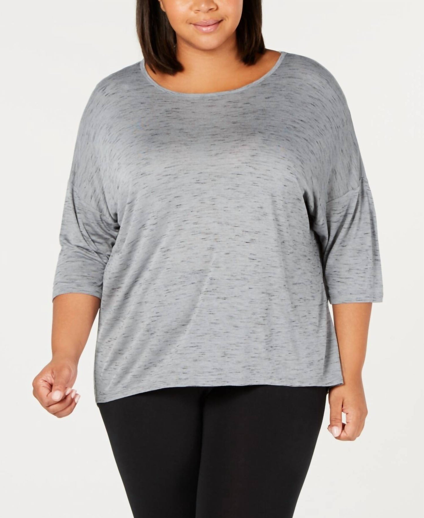 Plus Size Scoop Neck Drop Shoulder Blouse