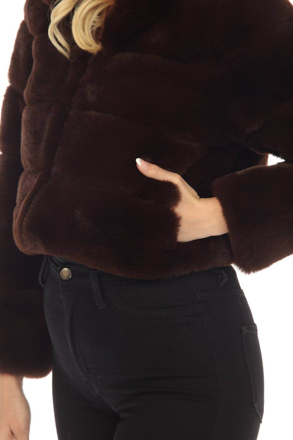 Belle Fare - Devon Short Faux Rex Fur Bomber Jacket Coat - Rack Hunt -