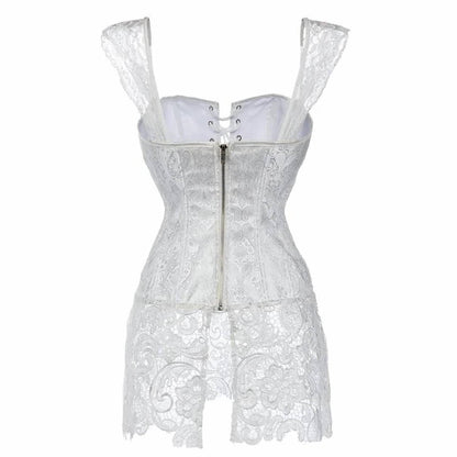 Lace Up Boned Corset Bustier Overbust Top