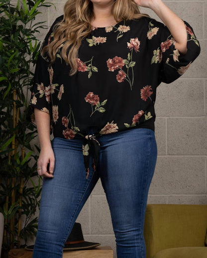 Silhouette Floral Print Self-tie