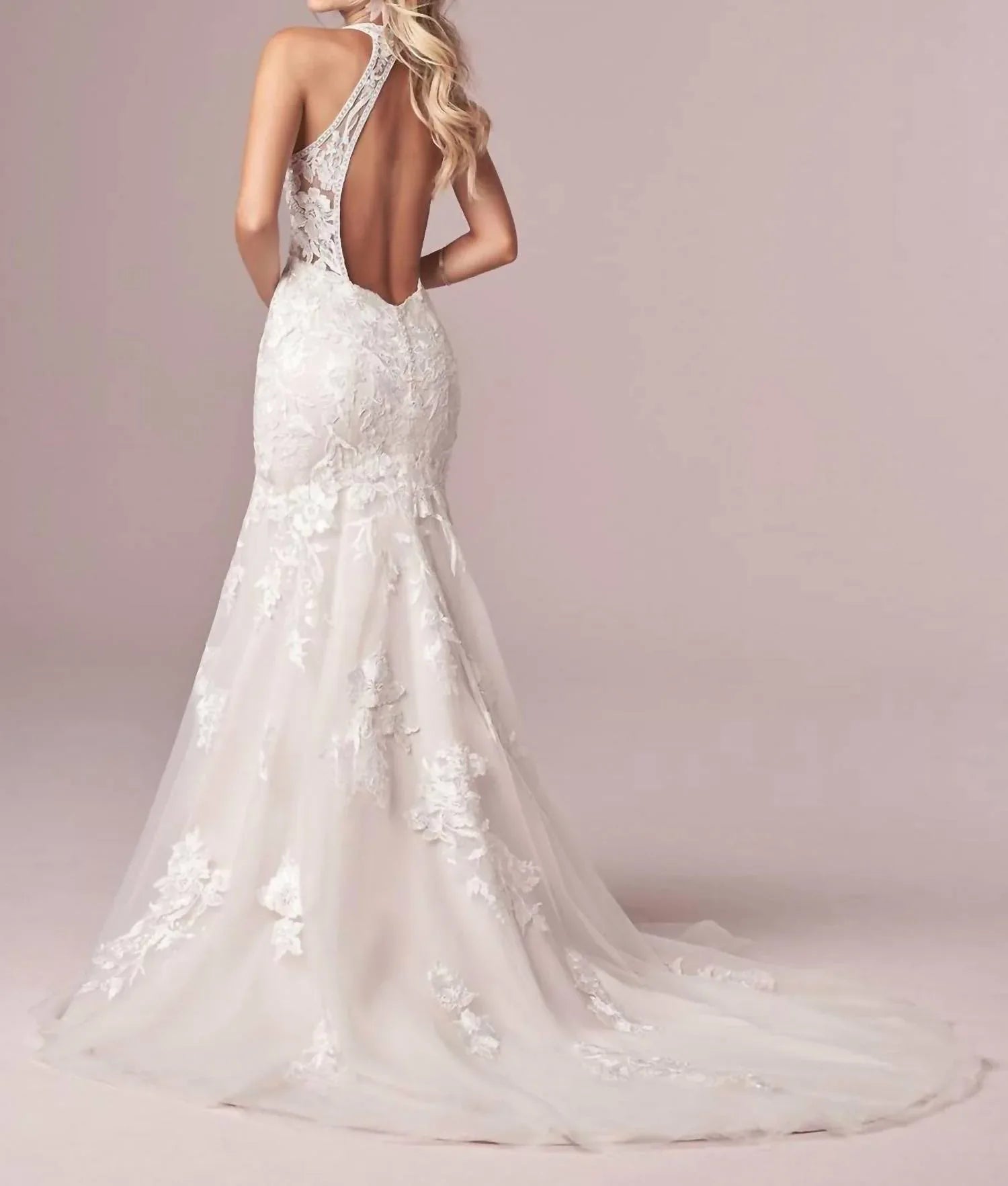Rebecca Ingram - Elizabetta Deep Illusion V-neckline Gown - Rack Hunt