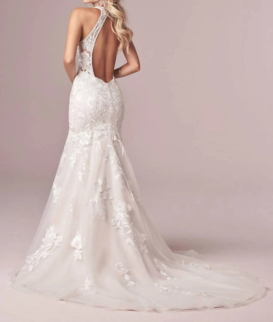 Rebecca Ingram - Elizabetta Deep Illusion V-neckline Gown - Rack Hunt
