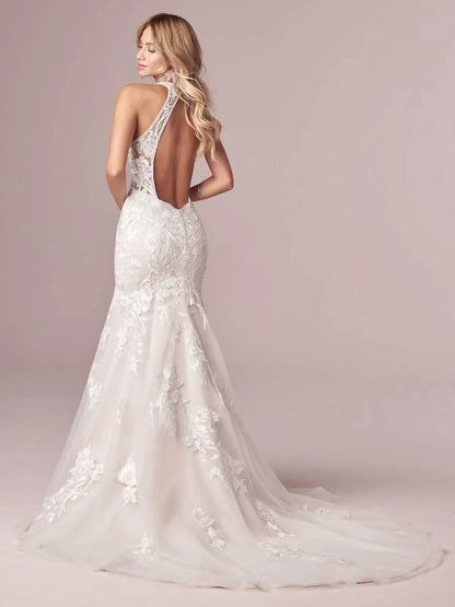 Rebecca Ingram - Elizabetta Deep Illusion V-neckline Gown - Rack Hunt