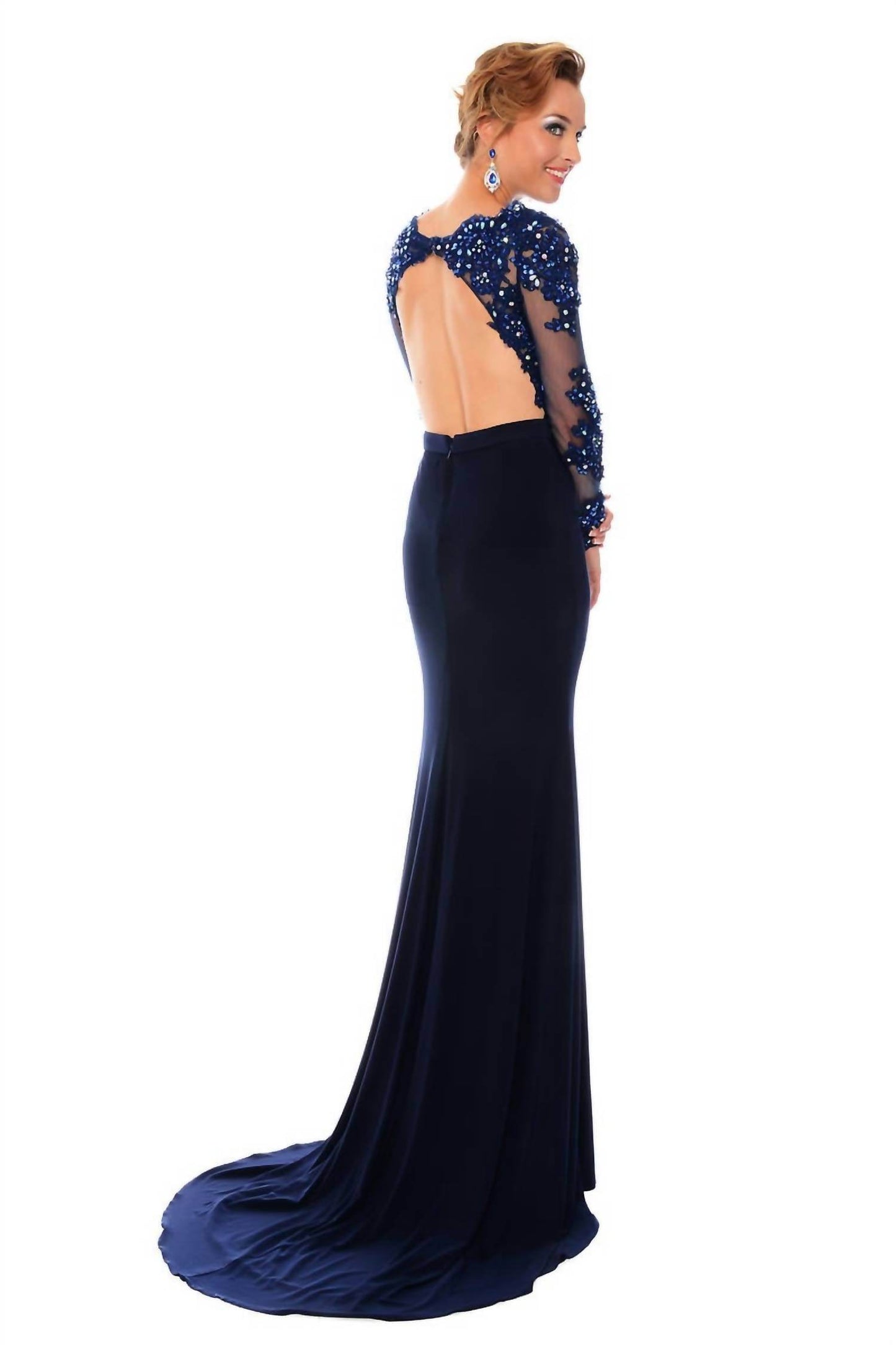 Precious Formals - Jersey Lace Hand Beaded Prom Dress - Rack Hunt