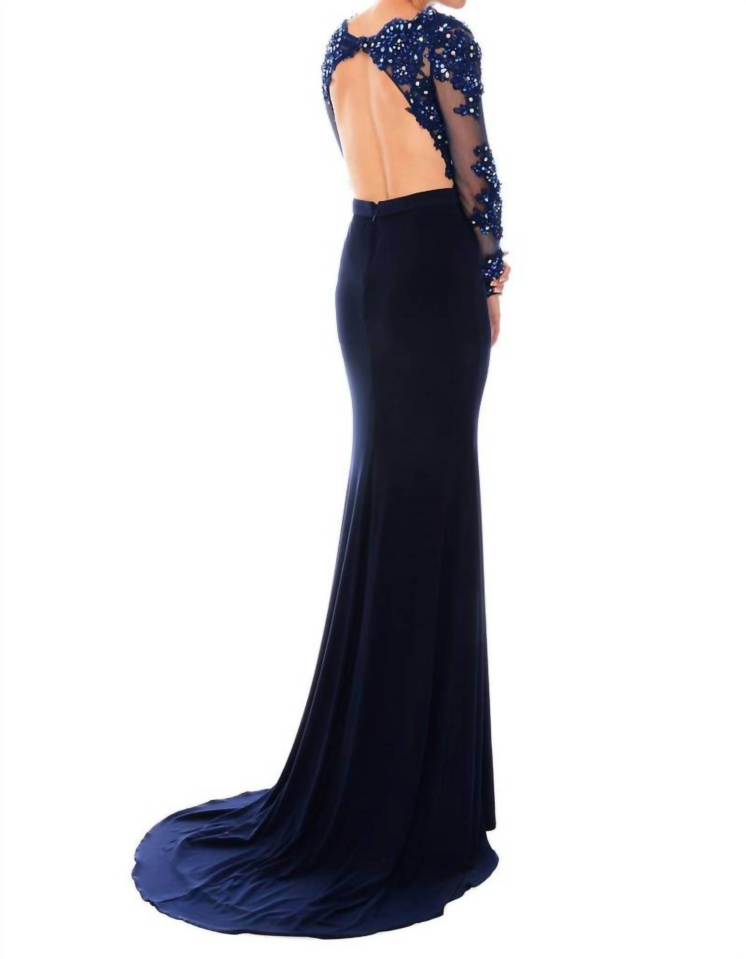 Precious Formals - Jersey Lace Hand Beaded Prom Dress - Rack Hunt