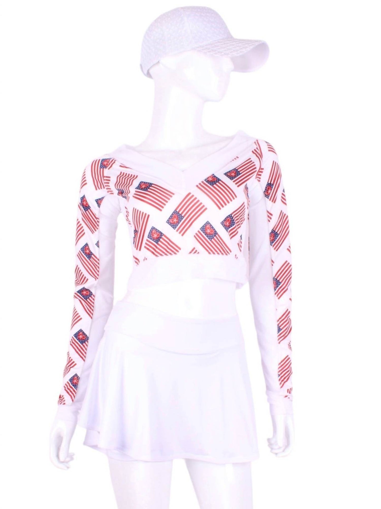 Love Love Tennis - Women's Flag Vee Tennis Crop Top - Rack Hunt