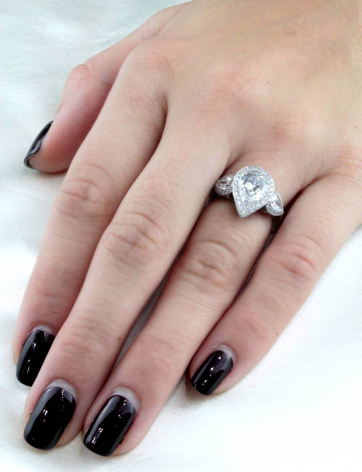 JB Star - Women's Pear Shape Micro-pave Halo Engagement Diamond Ring - Rack Hunt -