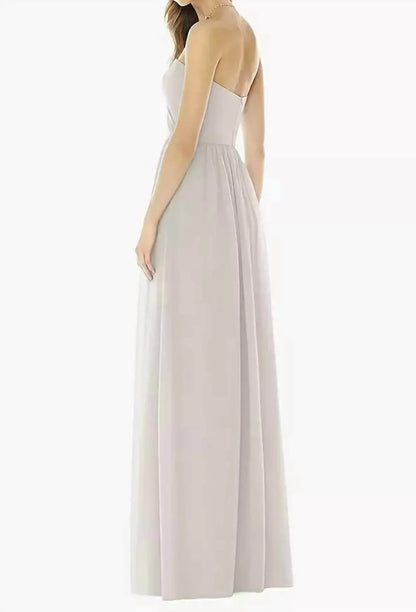 Dessy - Strapless Draped Bodice Maxi Dress With Front Slits - Rack Hunt