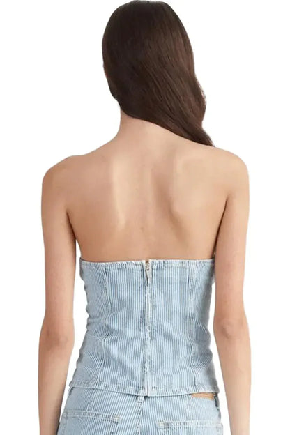 ENA PELLY - Diana Denim Stripe Bustier Top - Rack Hunt