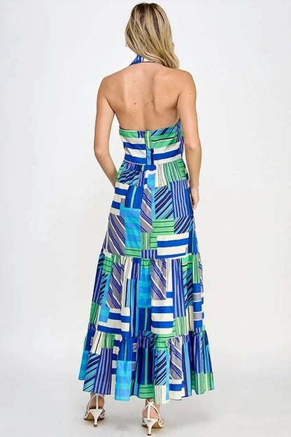 Ocean Mirage Halter Midi Dress