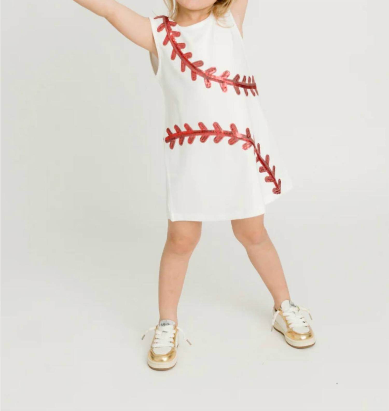 Belle Cher - Kid's White Baseball Dress - Rack Hunt -