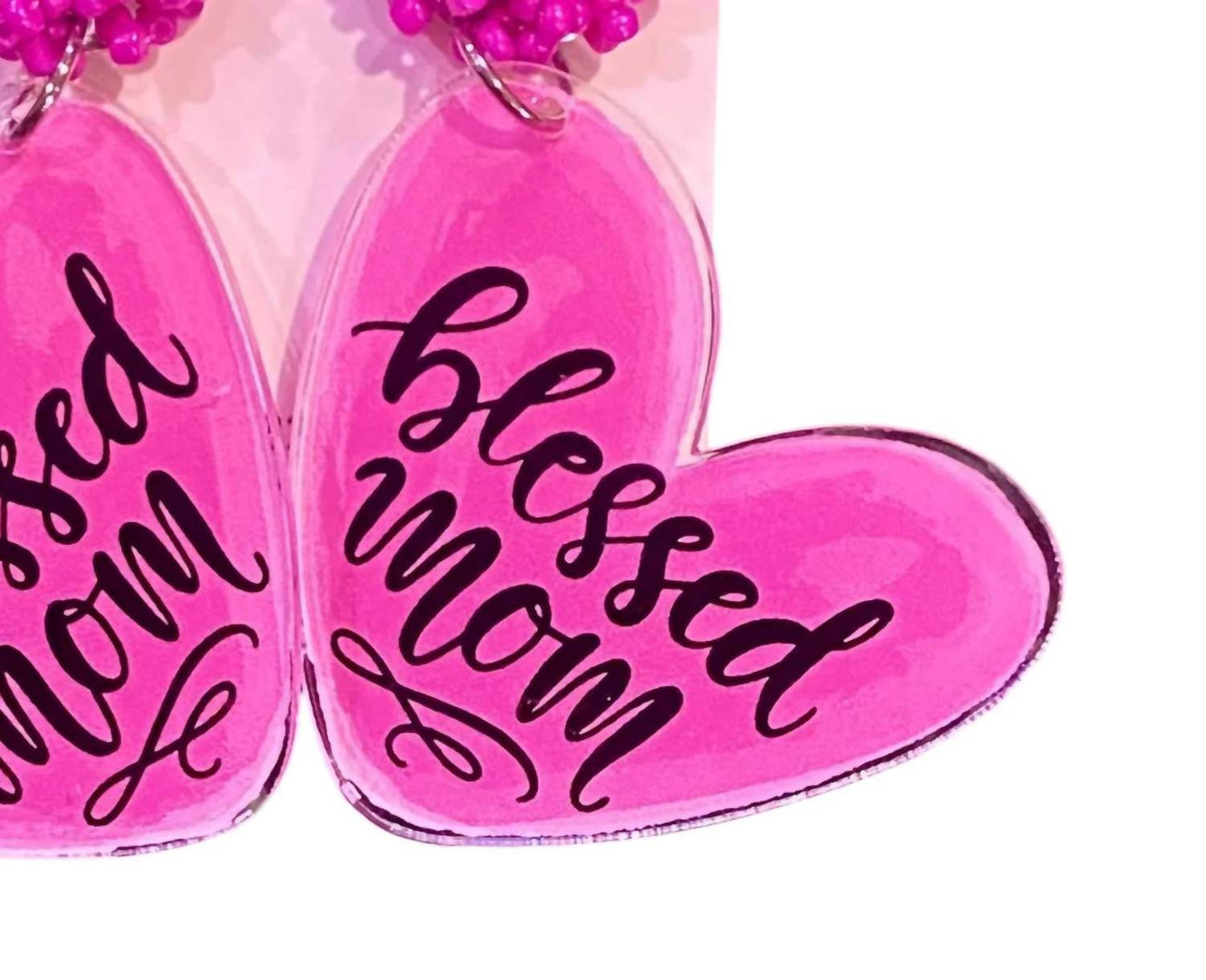 Jamie's Jems Design - Women's Blessed Mom Heart Statement Earrings - Rack Hunt -