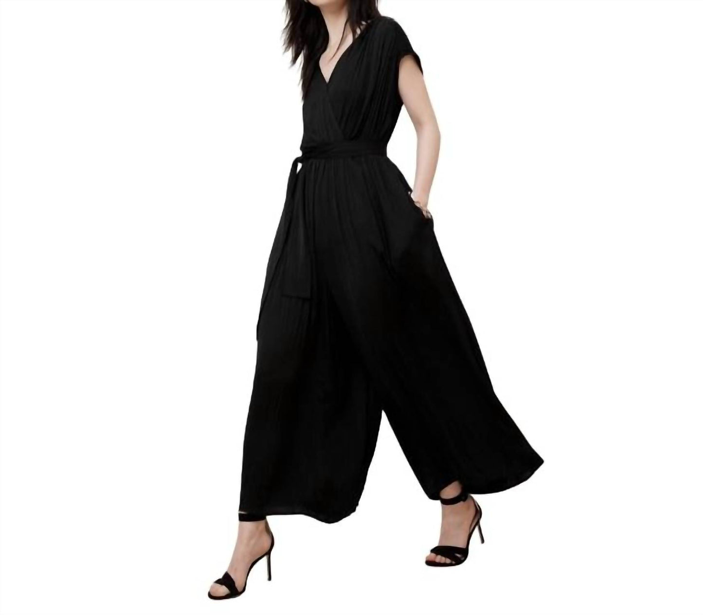 Pleated Wide Leg Jumpsuit - Petite