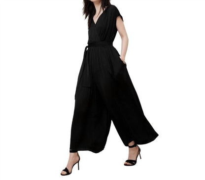 Pleated Wide Leg Jumpsuit - Petite