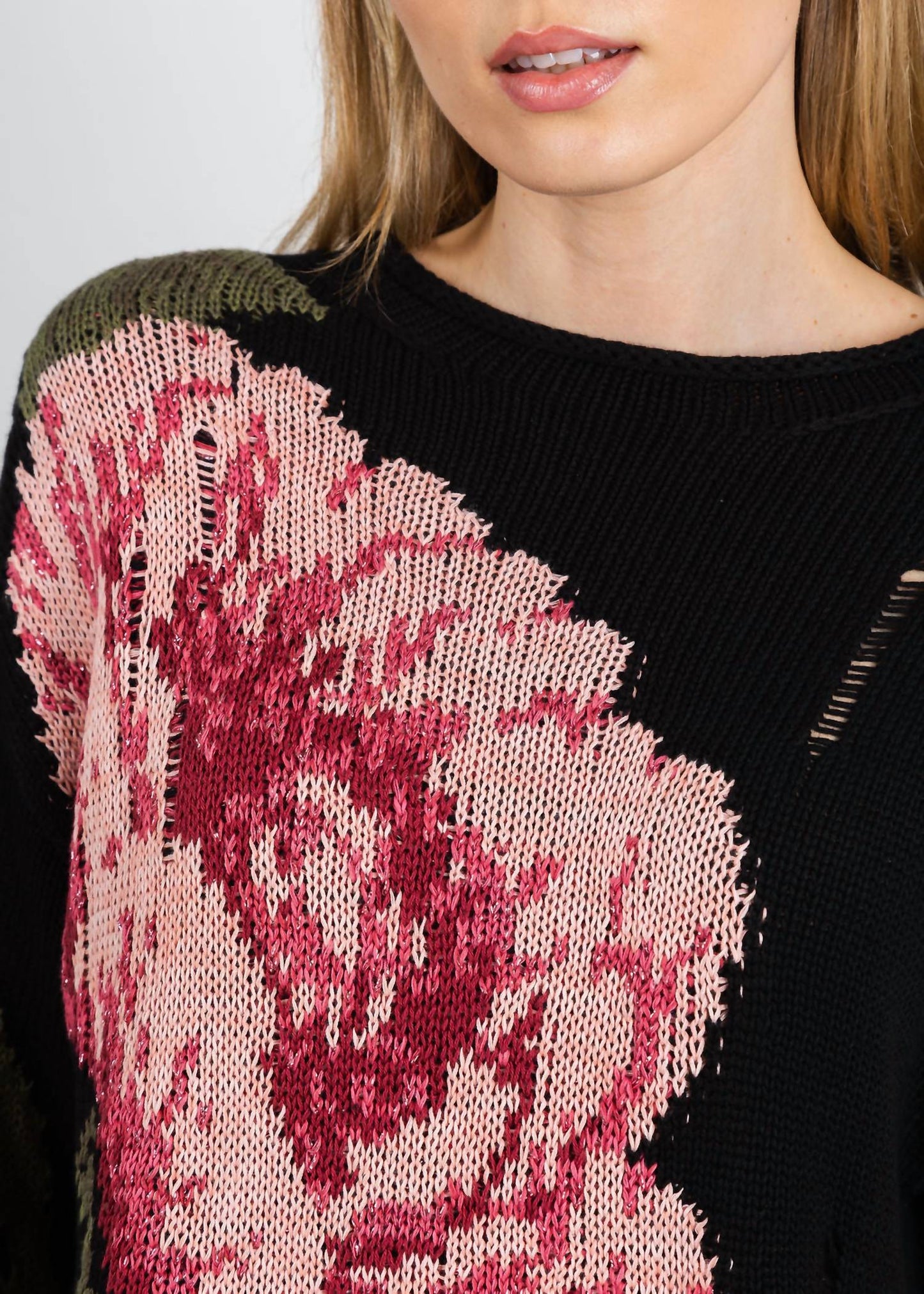 Rose Distressed Sweater