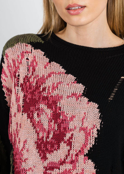 Rose Distressed Sweater