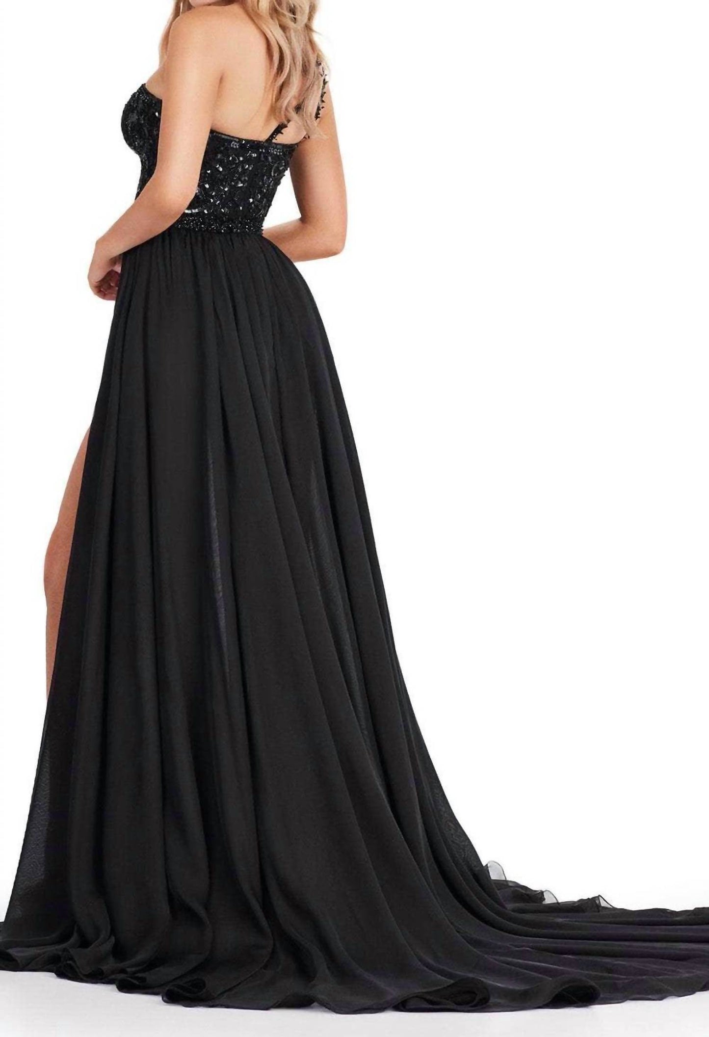 ASHLEYlauren - Beaded Bodysuit Prom Dress - Rack Hunt -