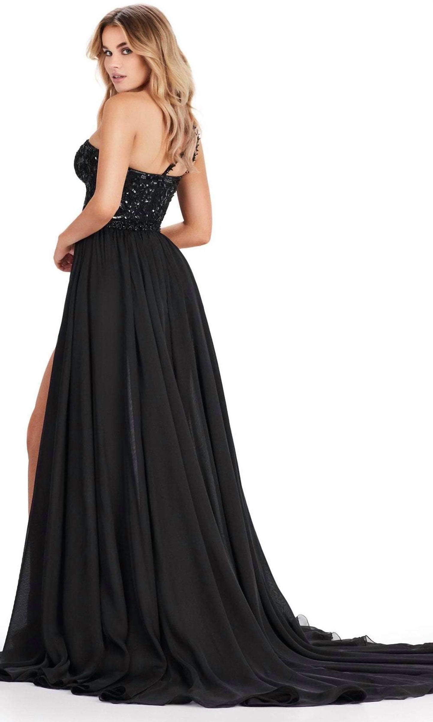 ASHLEYlauren - Beaded Bodysuit Prom Dress - Rack Hunt -