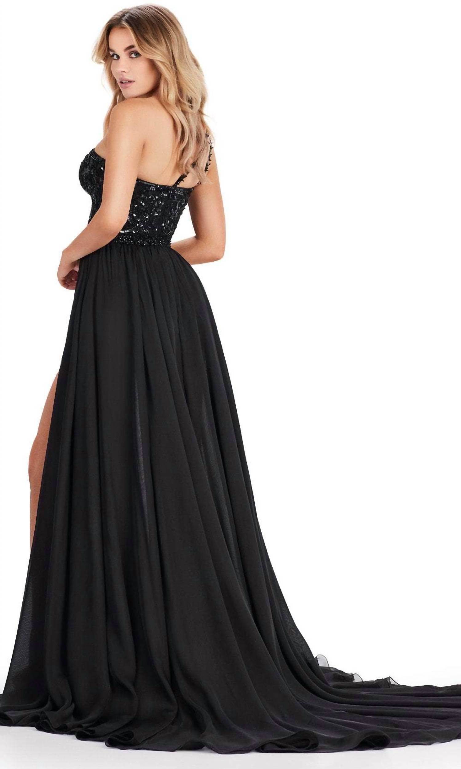 ASHLEYlauren - Beaded Bodysuit Prom Dress - Rack Hunt -