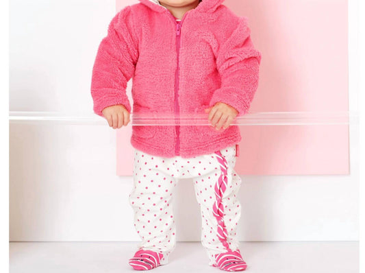 Le Top Baby "Miss Kitty" Hooded Plush Jacket in Azalea Pink with Ears