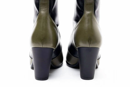 Women's Two-tone Block-heel Boots