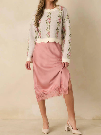 Jackie Jacquard Knit Scallop Edge Sweater