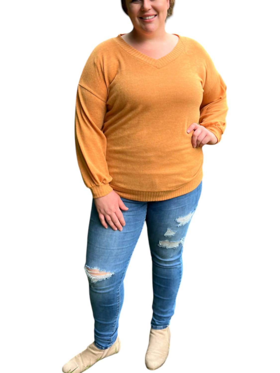 Reb and J - Plus Sized V-neck Tunic Top - Rack Hunt