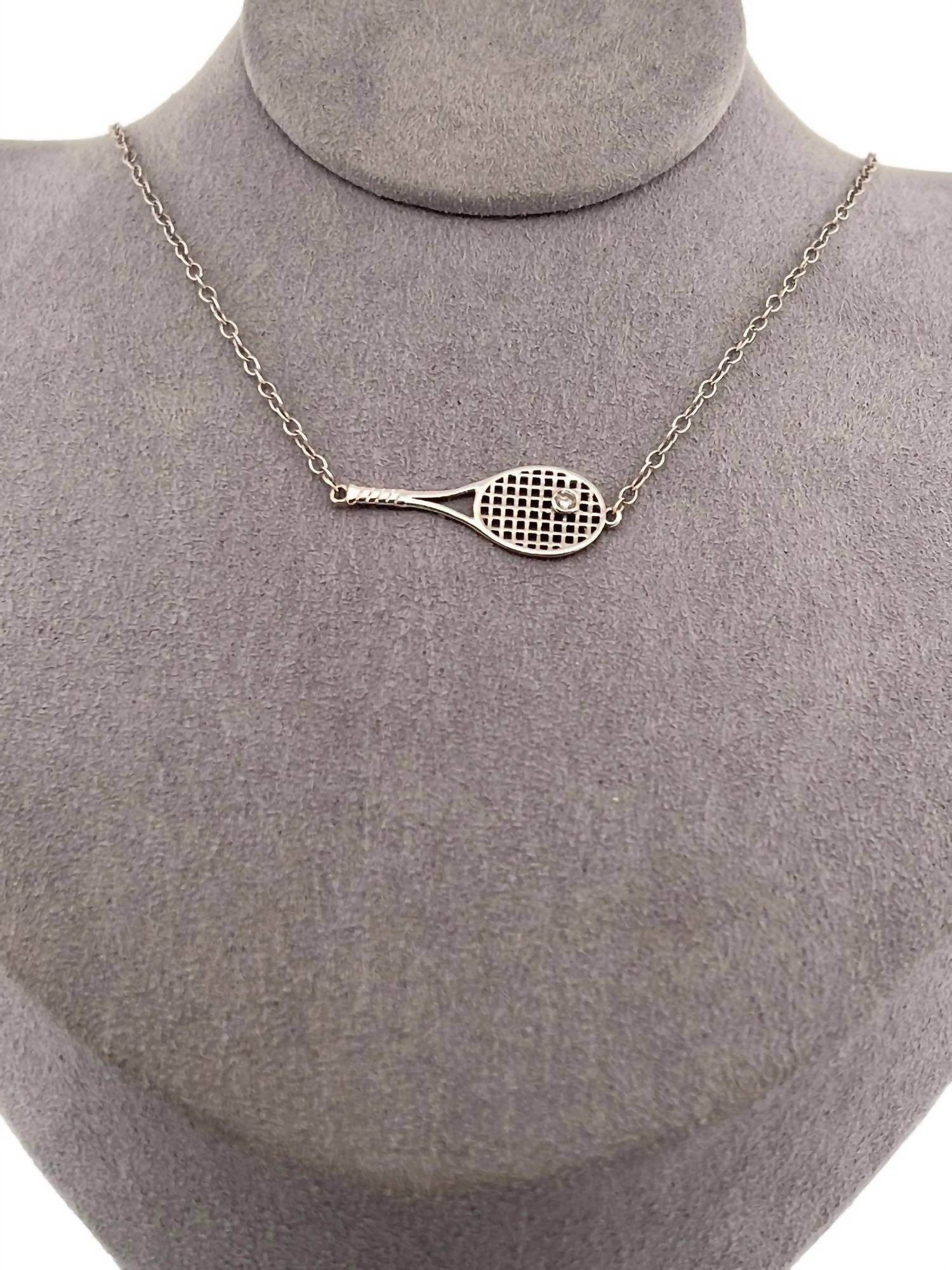 Love Love Tennis - Women's Gold Racket + Diamond Ball Necklace - Rack Hunt