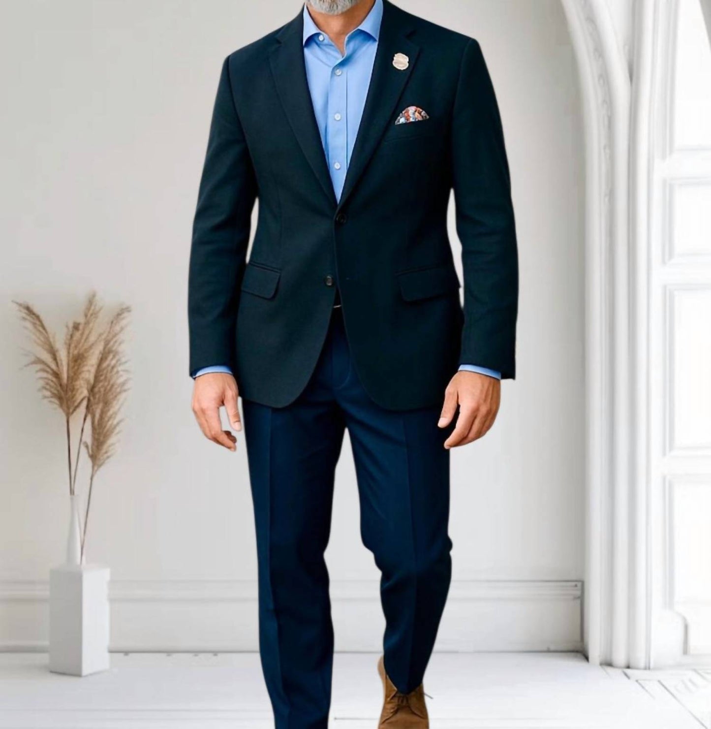 Velvet Blazer With Silk Lining And Pocket Scarf