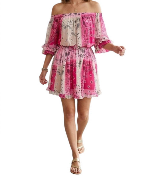 Off The Shoulder Bandana Print Mini Dress