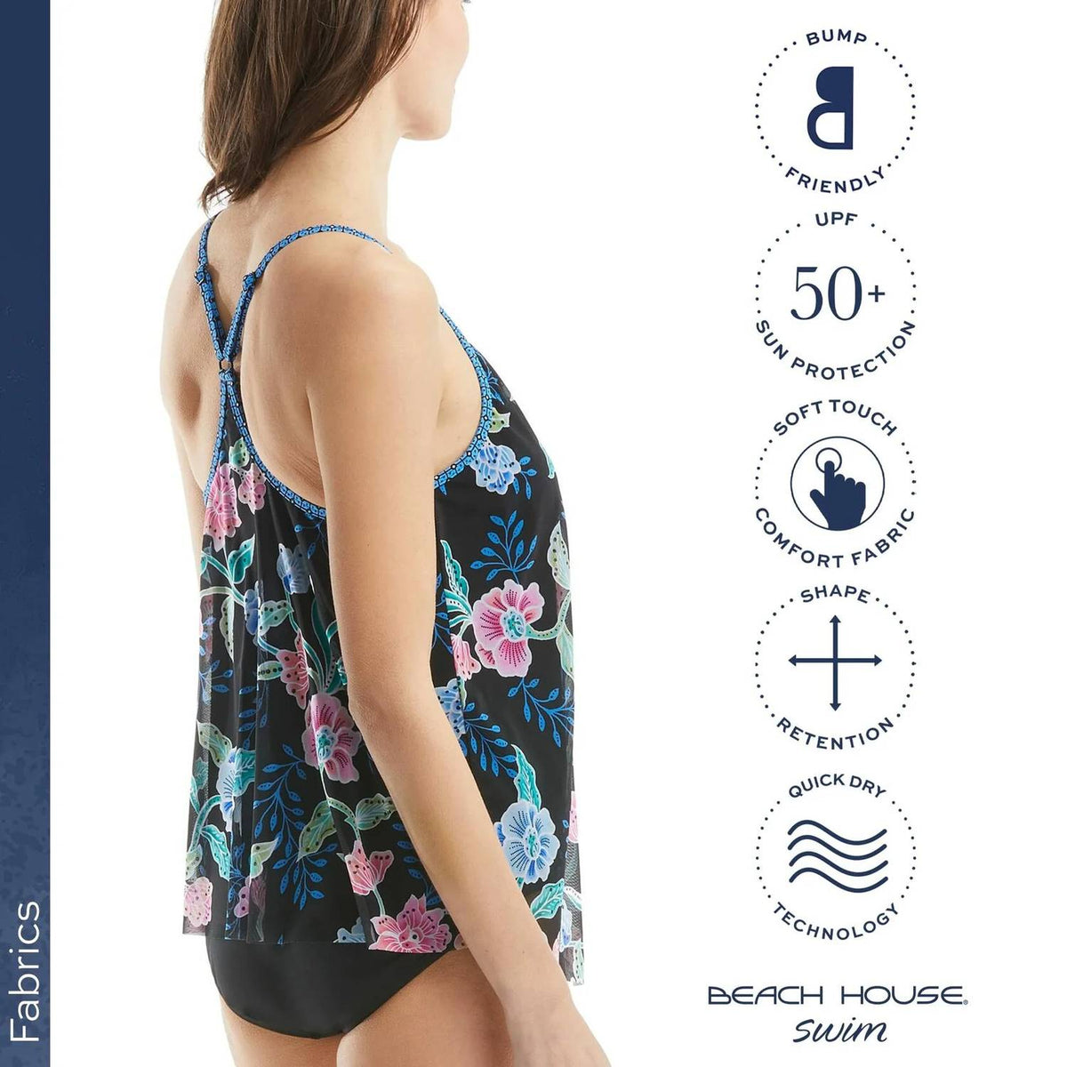 Ruffle Mesh Layer Underwire Tankini Top
