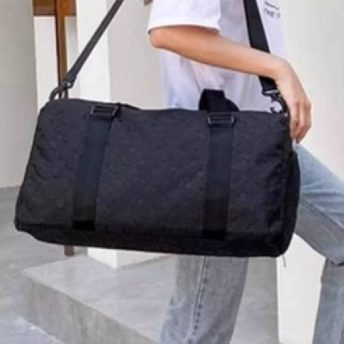 Textured Checkered Travel Duffel Weekender