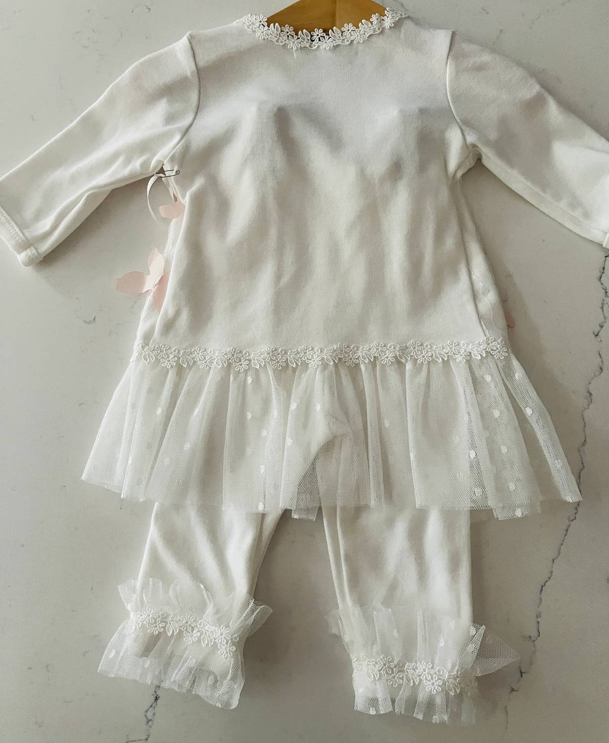 Baby Girls Three-Piece Set With Scattered Butterflies With Headband