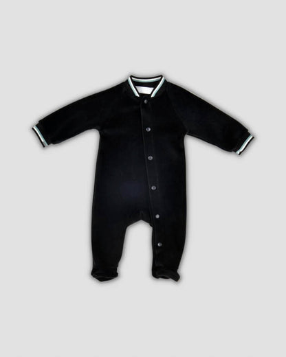 Baby Boys Varsity Neckline Velour Footie