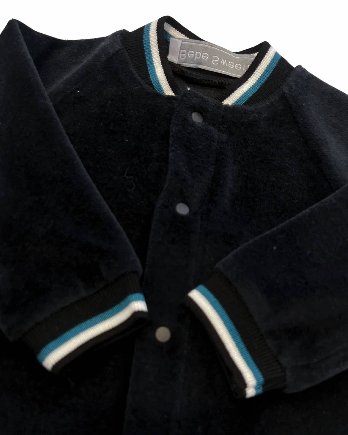 Baby Boys Varsity Neckline Velour Footie